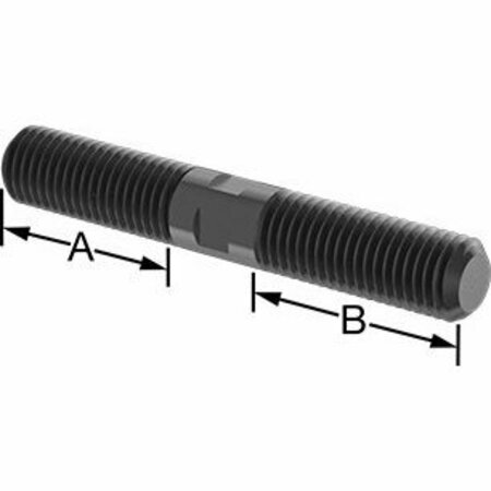 BSC PREFERRED Black-Oxide Steel Threaded on Both Ends Stud 3/4-10 Thread Size 5 Long 2 Long Threads 90281A856